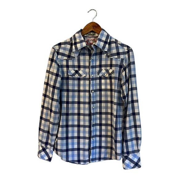 JACHS Plaid Snap Front Shirt Long Sleeve Size Men's Small 100% Cotton Western - Picture 1 of 5